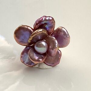 P135- Premium Rare Blueberry Petal Pearl Double Layer Detachable Flower Pendant